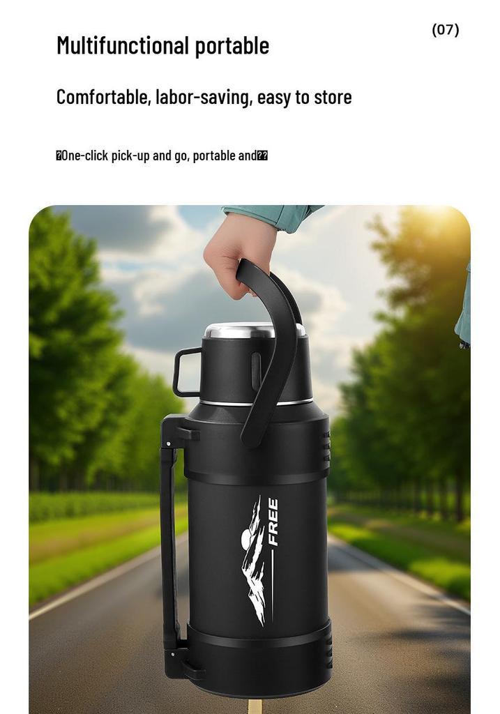 Large Capacity 316 Stainless Steel Insulated Thermos Flask with Portable Design for Outdoor and Travel Use