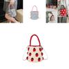 Cute Color Blocking Strawberry Pattern Women Knit Handbag For Casual Outings