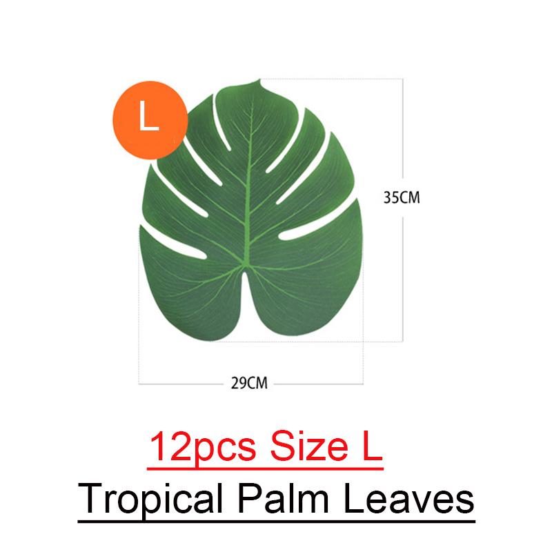 12 peças Folhas de Palmeira Tropical Arte Folha Artificial Decoração Decoração de Casamento Folha de Planta Verde Selva Havaiano Luau Decoração de Festa em Casa