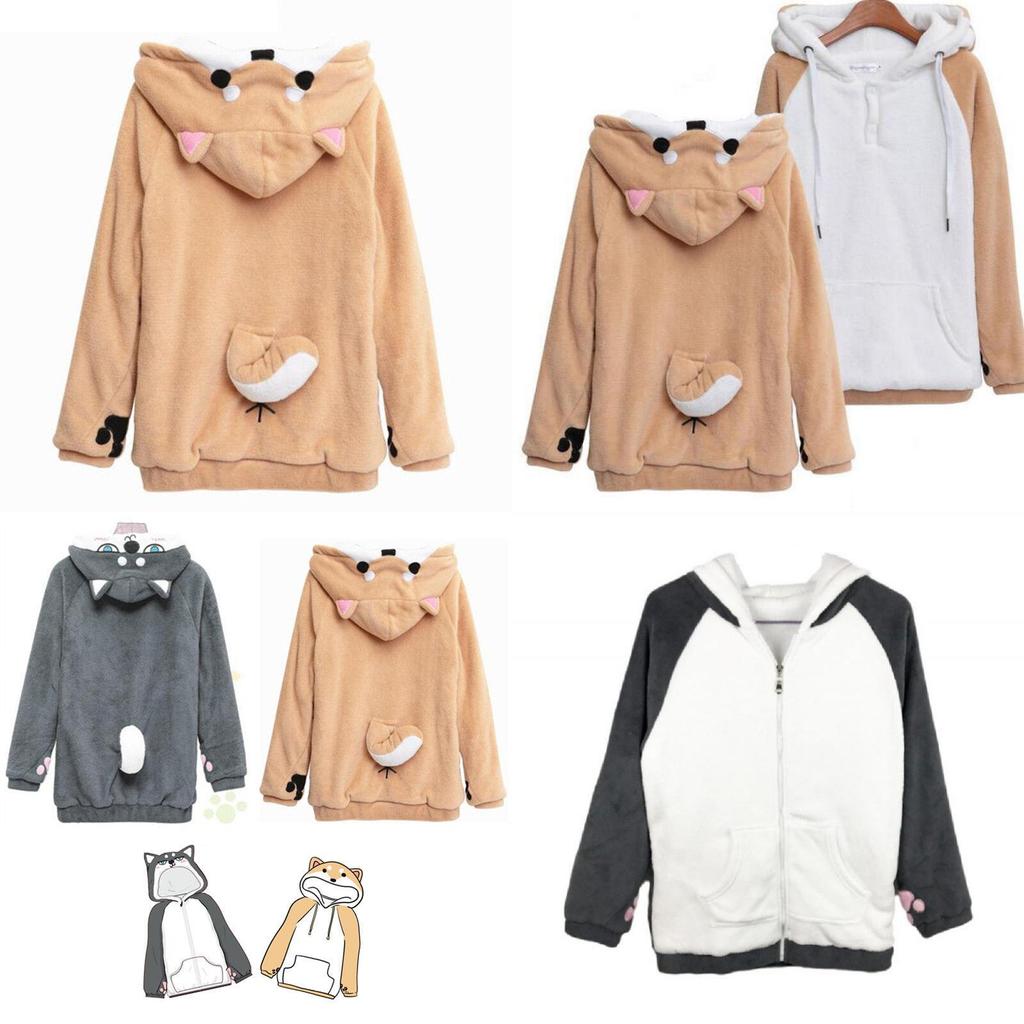 Accogliente Felpa Invernale Neko Atsume Shiba Inu Husky Con Orecchie Carine Per Uomo E Donna
