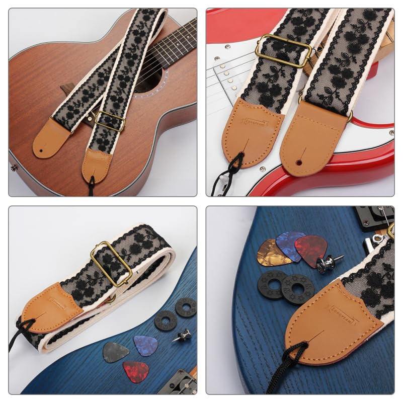 LIFKOME 1 Set Adjustable Lace Kit Strap for Electric Replacement Acoustic Guitar Adjustable Strap Set Accessories for Bass Guitar Guitar, Strap,