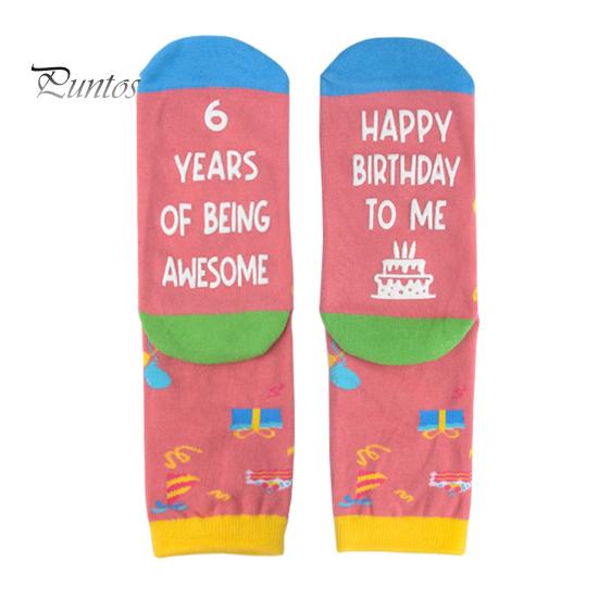 

1 пара детских носков на день рождения с красочным принтом, подарок на день рождения 10 лет, спортивные школьные носки средней длины ярких цветов синий/розовый