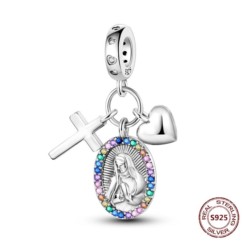 Teufelsaugen Anhänger 925 Kupfer Original Hand von Fatima Blauer Zirkon Kreuz Blaue Augen Charms Passend für Armband DIY Herstellung Zirkon Geschenk