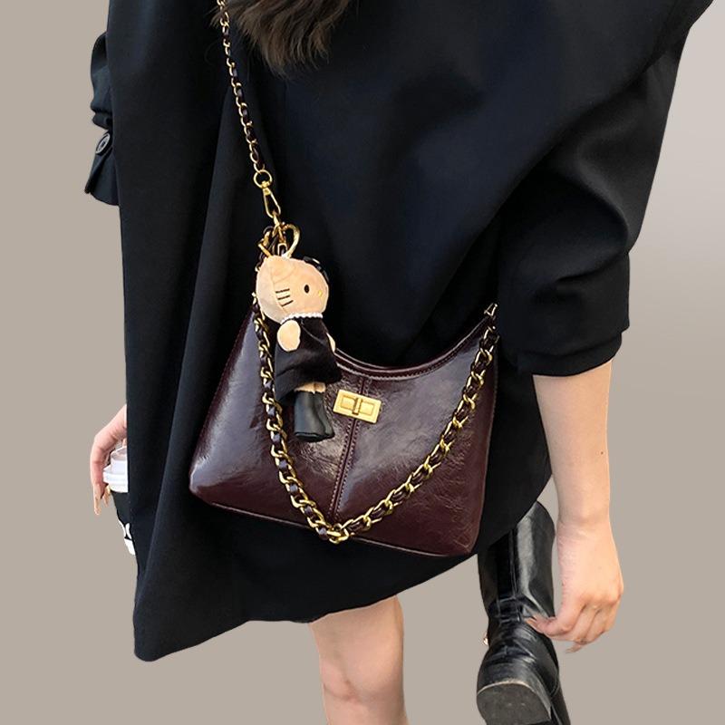 Bags Women's New Women's Bags Autumn and Winter Leather One Shoulder Crossbody Bags Large Capacity Commuter Underarm Bags