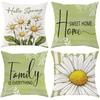 Spring-inspired Daisy Pillow Cover: Fresh Blooms, Heartfelt Quotes for Home and Family, Sofa Cushion Cover, Room Decoration