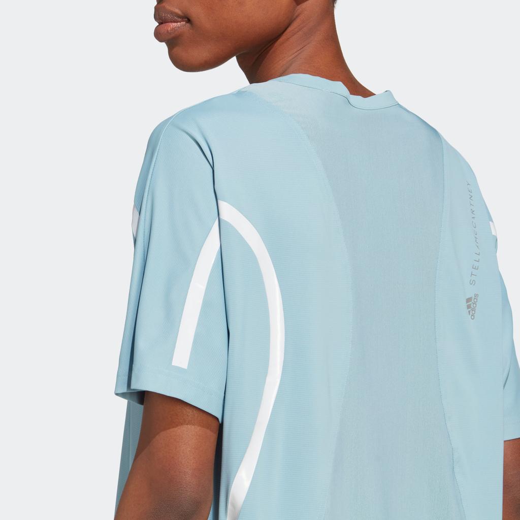 Adidas x Stella McCartney Round Neck Short Sleeve Sport T-shirt Women Tops Grey Blue IC6015
