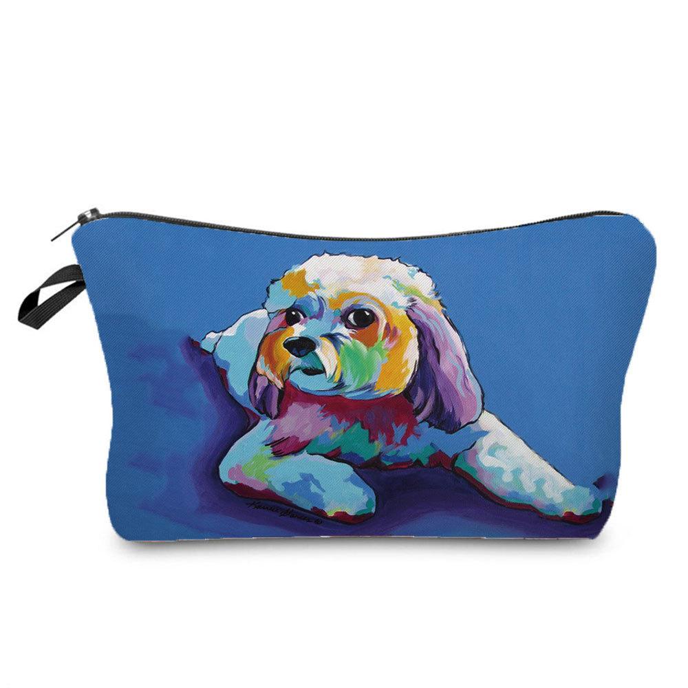 Women Dog Print Cosmetic Bag Toiletries Organize Travel Storage Case 6773