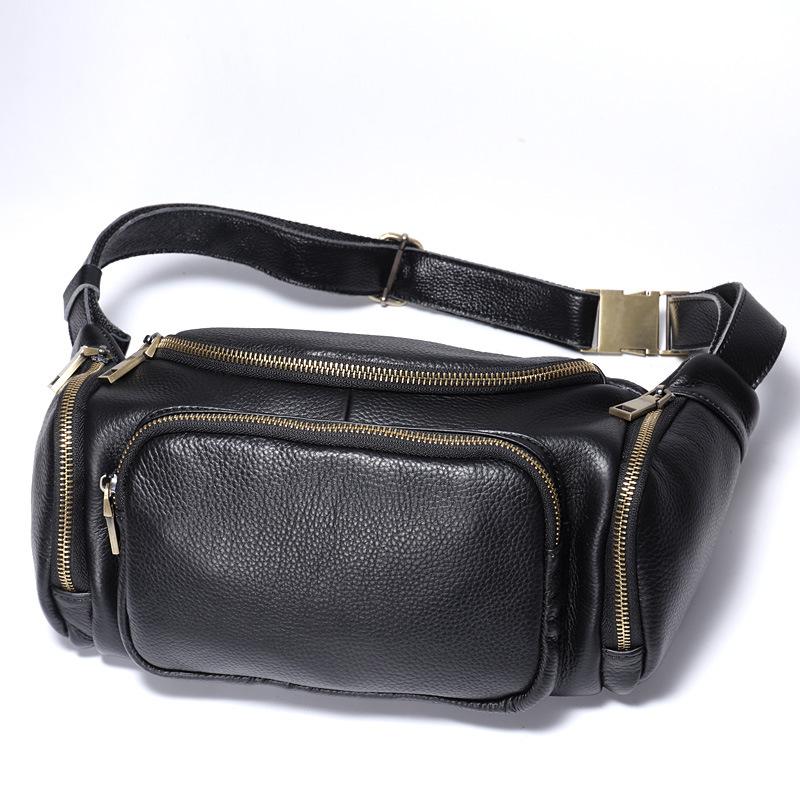 

Waist Bag Made of Genuine Leather, Men s Multifunctional Casual Mobile Phone, Leather Chest Bag, Fashionable Retro Crossbody Bag чёрный