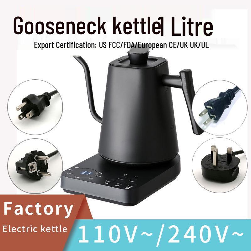 

Export Slim Spout Gooseneck Pour-Over Coffee Pot Electric Kettle for Office & Home Use 220V UK Plug - English, Celsius чёрный