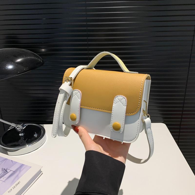 Chic Stylish Color Block Pu Small Shoulder Bag For Women Trendy Crossbody Handbag