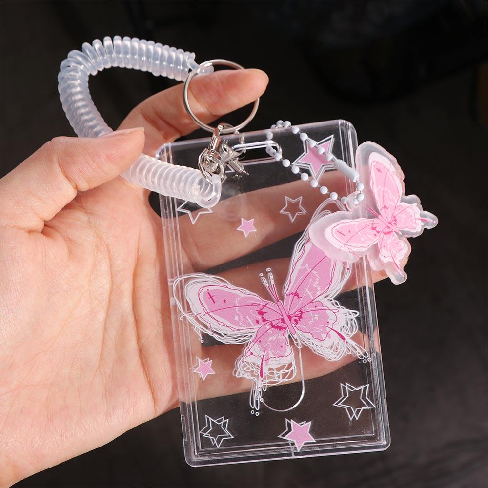 with Pendant Transparent Photocard Holder Card Sleeve Transparent Card Cover Outdoor