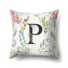 Polyester Pillowcase Green Leaf Decorative Print Pillowcase 26 English Letter Cushion Cover