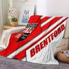 Brent-ford Football Club Crest Flannel Blanket, Soft Polyester, Modern Design, All-Season for Camping, Travel, Gifts for Holidays or Birthdays