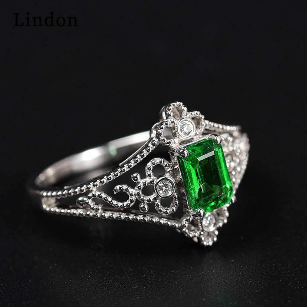 Lindon Anillo clásico de circón para mujer, joyería para boda, promesa, regalo de fiesta