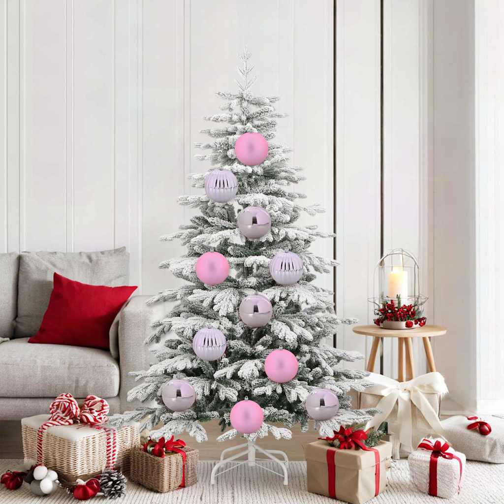 XL Christmas Ornament Set 9 pcs Pink Plastic