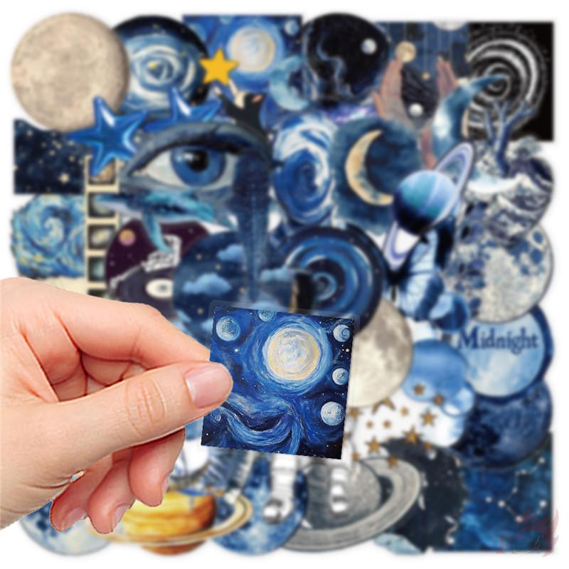 50Pcs/Set Laser Blue Outer Space Series 01 Stickers DIY Fashion Waterproof Doodle Decals Stickers