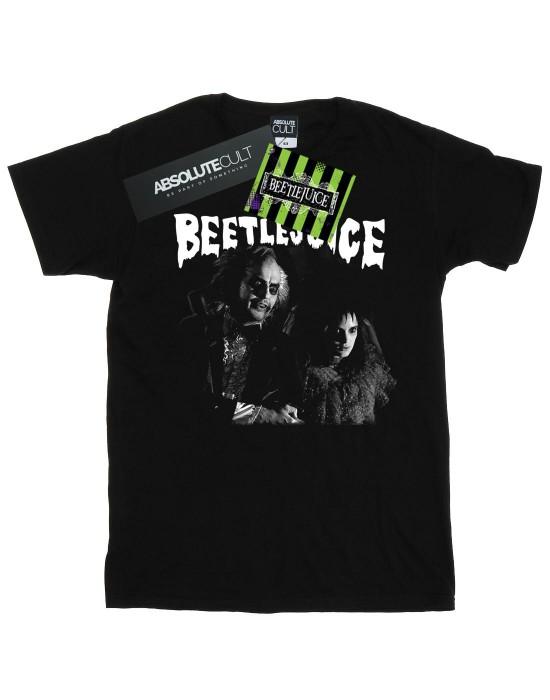 Beetlejuice Monochromes Boyfriend-T-Shirt aus Baumwolle für Damen