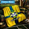 Custom Name Brazilian Football Emblem Blanket Lightweight Ideal Bedding Blanket Perfect for Travel, Camping, Living Rooms, Sofas, Christmas gift