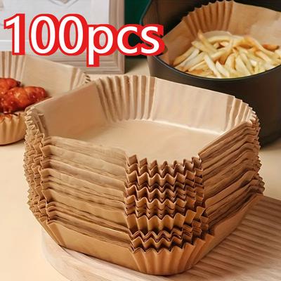 100 sztuk nieprzywierających kwadratowych wkładek do frytkownicy powietrznej - idealne do zdrowszego pieczenia, smażenia i gotowania w kuchence mikrofalowej, papier pochłaniający tłuszcz, akcesoria do frytkownicy powietrznej