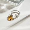 Youthway Modern Design Minimalist Stainless Steel Gold Heart Pendant Double Layer Opening Ring For Women Waterproof  Jewelry New