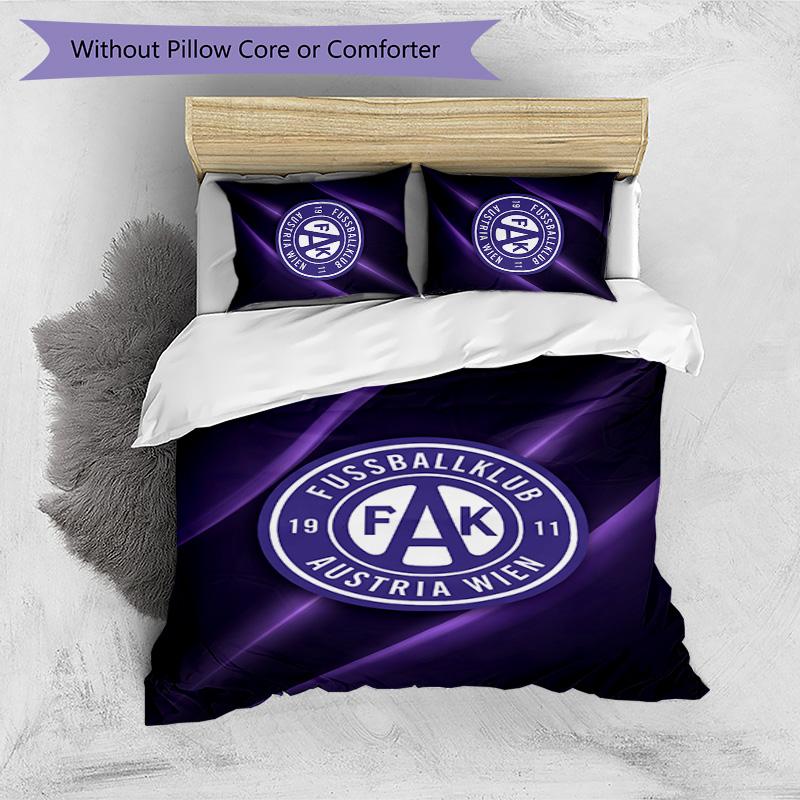 Austria Wien FC Bedrucktes 3-teiliges Bettwäsche-Set Atmungsaktiver Bettbezug mit Kissenbezügen Dekorative Bettwäsche für Schlafzimmer Zuhause