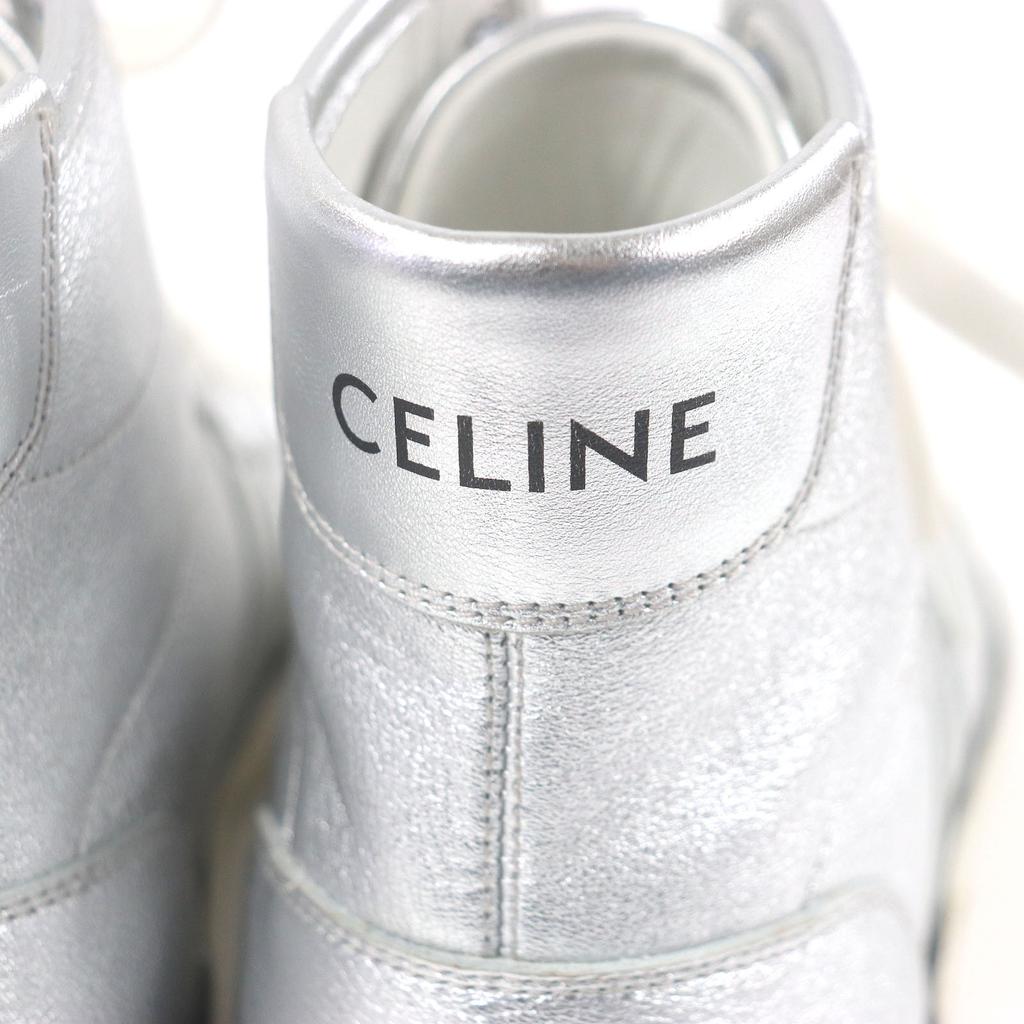 Excellent CELINE Sneakers Alan Lace-up High-top Silver Leather Mens 39 Used