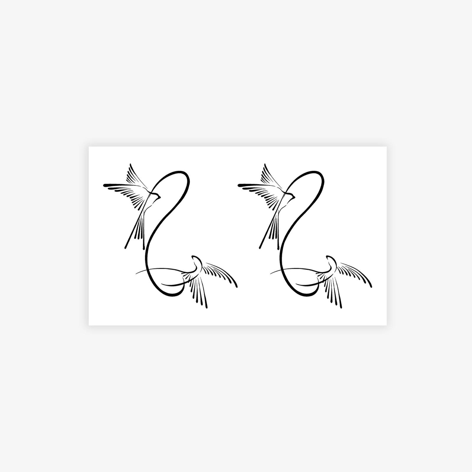 

Minimalist Flying Bird Tattoo Sticker Black Gray Thin Lines Long-Lasting Waterproof High-End Arm Sticker 11*18