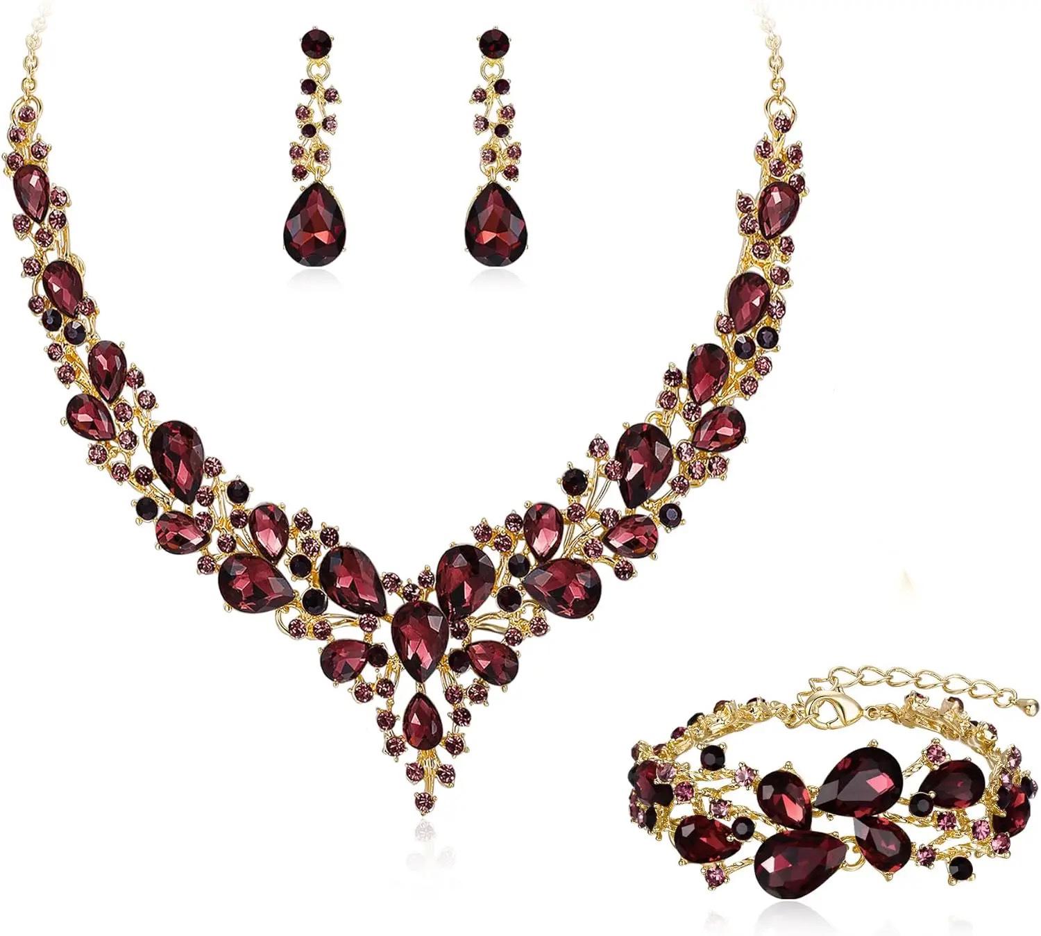 

Свадебный комплект украшений из хрусталя: Ожерелье, серьги и браслет для свадьбы или вечерней вечеринки