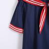 Summer Women Navy Shirts Short Sleeve Sailor Collar Pullover White Blouses Patchwork Loose Tops Girl Sweet Clothes College Style
