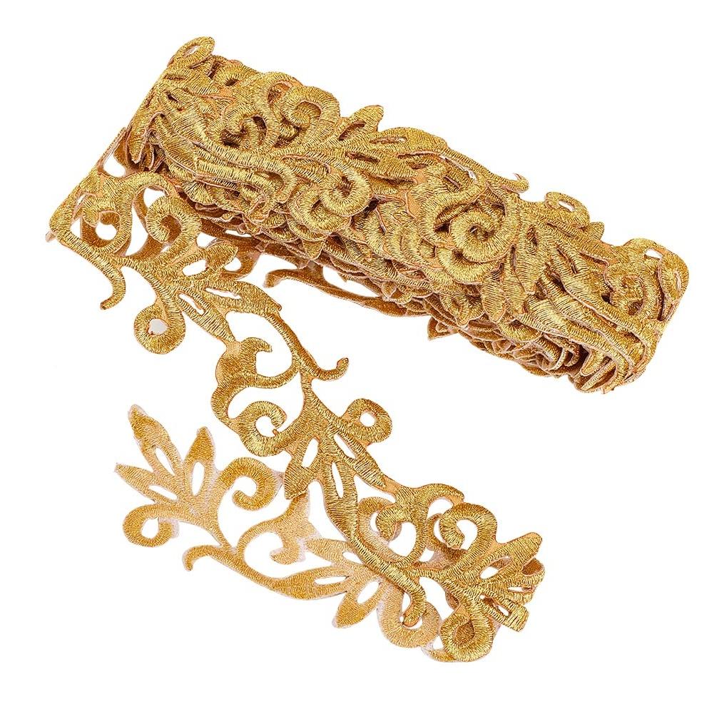 1M Hot Melt Adhesive Metallic Lace Ribbon Crafts DIY Embroidery Lace Trim Iron on Flower 7.6cm Sewing Wedding Dresses Home Decor