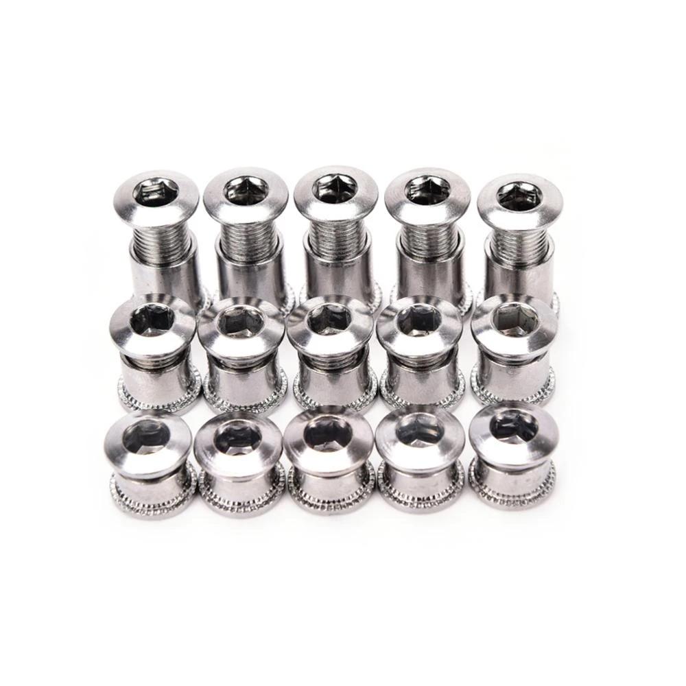 5Pairs Bike Crankset Bolts Crank Bolts Mountain Road Bicyle Steel Chainring Screws Chainwheel Screws Nut Bike Accessories
