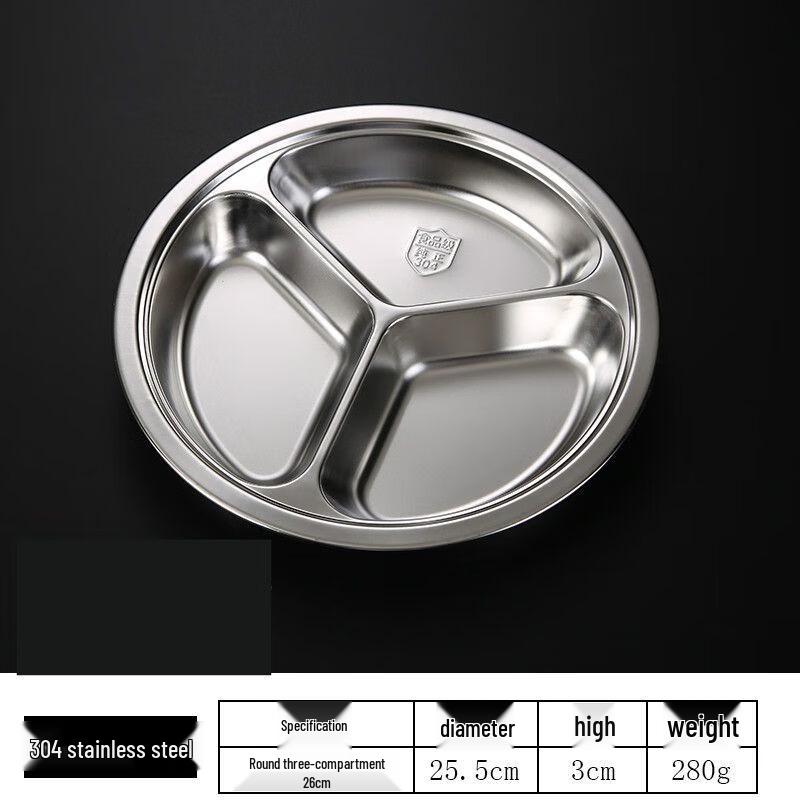 Stainless Steel Round Divided Dinner Plate