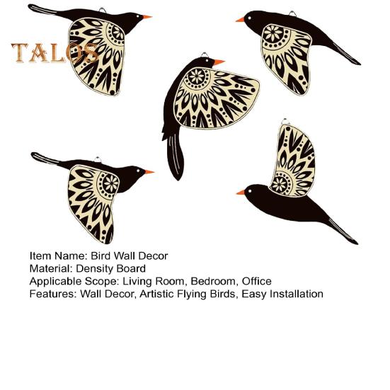 5 st Flygande Fåglar Väggkonst Dekor Rustik Träfåglar Väggdekoration Väggmonterad Fågelprydnad för Vardagsrum Sovrum Kontor
