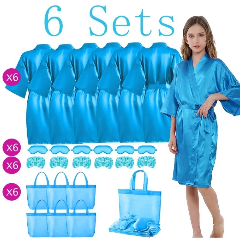 6/10/12 Sets Spa-Party-Bademäntel für Mädchen Kimono-Mädchen Bademantel-Kleider Kinder-Geburtstagsparty-Zubehör Gastgeschenke Übernachtung Schlafanzug Party