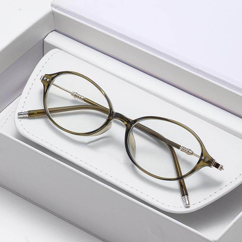 Korean Style Small Oval Frame Anti-Blue Light Reading Glasses Fashionable Women High Definition Comfort No Diopter Eyewear