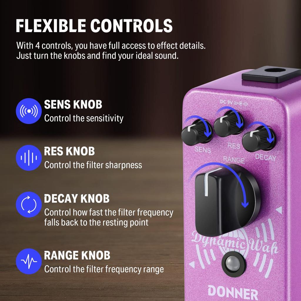 Donner Dynamic Auto Wah Pedal Guitar Effect