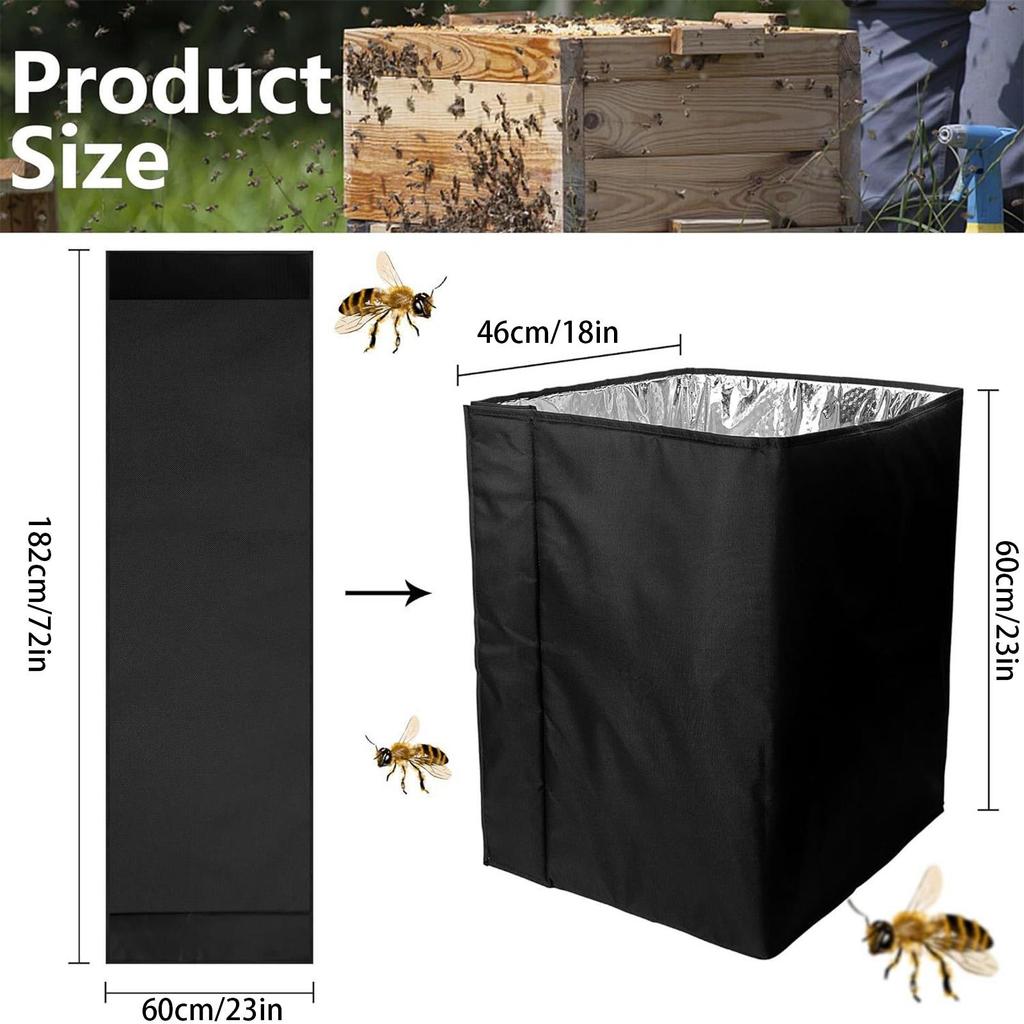 60x46cm Bee Hive Insulation Wrap 600D Oxford Cloth Winter Protective Bee Cover Waterproof Bee Hive Wrap for Winter Garden Yard
