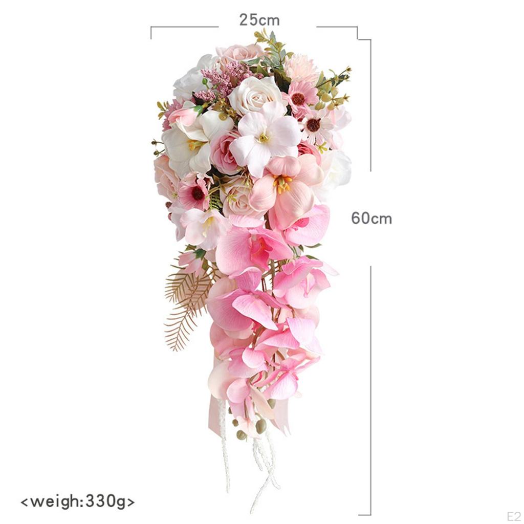 Wedding Bouquet Artificial Flower Realistic Waterfall Bridal for Ceremony Reception