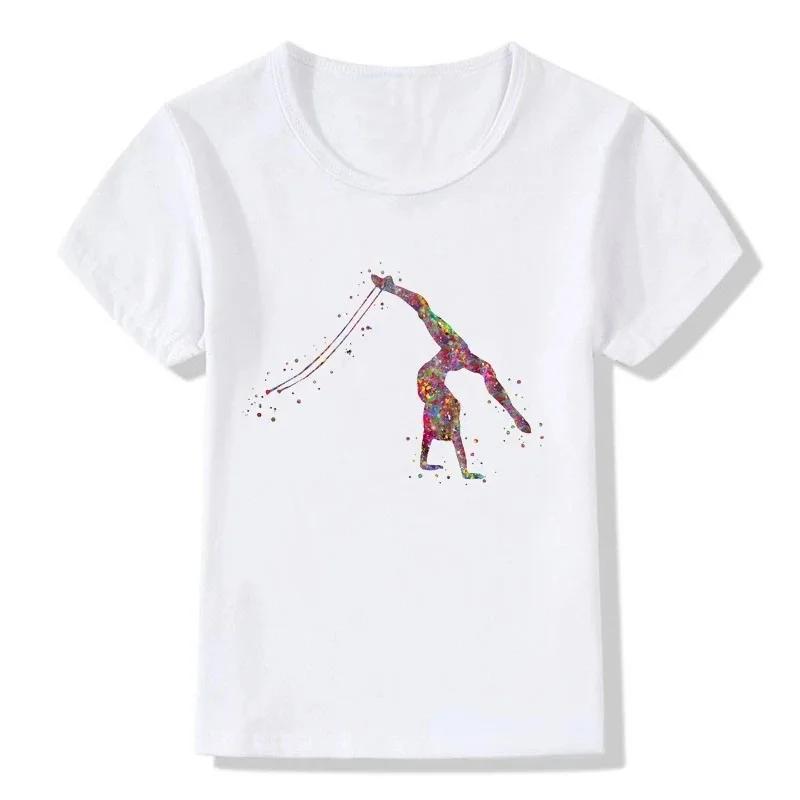 Boys T-shirt Girls Kids Rhythmic Gymnastics Printed T-shirt Modal Clothing Short Sleeves Boys Clothes