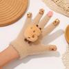 Cute Winter Girls' Gloves with Adorable Capybara Decoration, Comfortable and Warm for Autumn and Winter, Fingertip Design