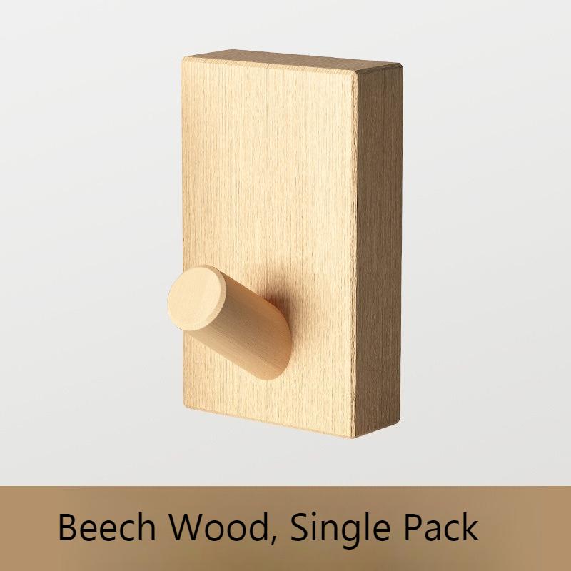 Nordic Solid Wood Hooks - Beech/Walnut Wall Hangers, No-Drill Door Mount Coat Hooks for Multi-Functional Home Organization