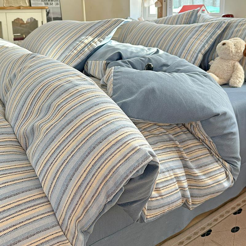 Category A 100% Cotton Brushed Four-Piece Bedding Set, Duvet Cover, Pure Cotton, Spring and Autumn Thickened Bedding