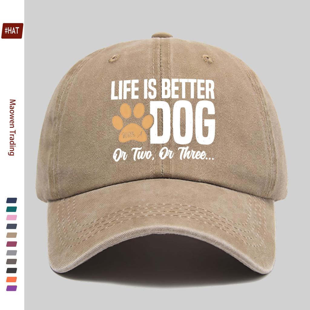 pc LIFE IS BETTER with A DOG Letter Print Baseball Cap Casual Style Decorative Hat Comfortable and Lightweight Sun Hat Adj