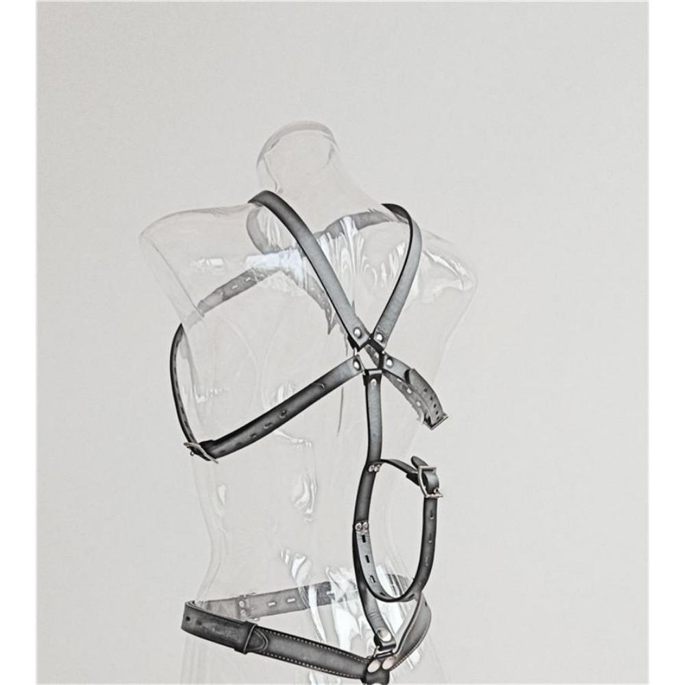 Female Bondage Harness Body Adjustable Leather Belt with Plug Hook Restraints Metal Butt Plug Sex Toy Body Harness