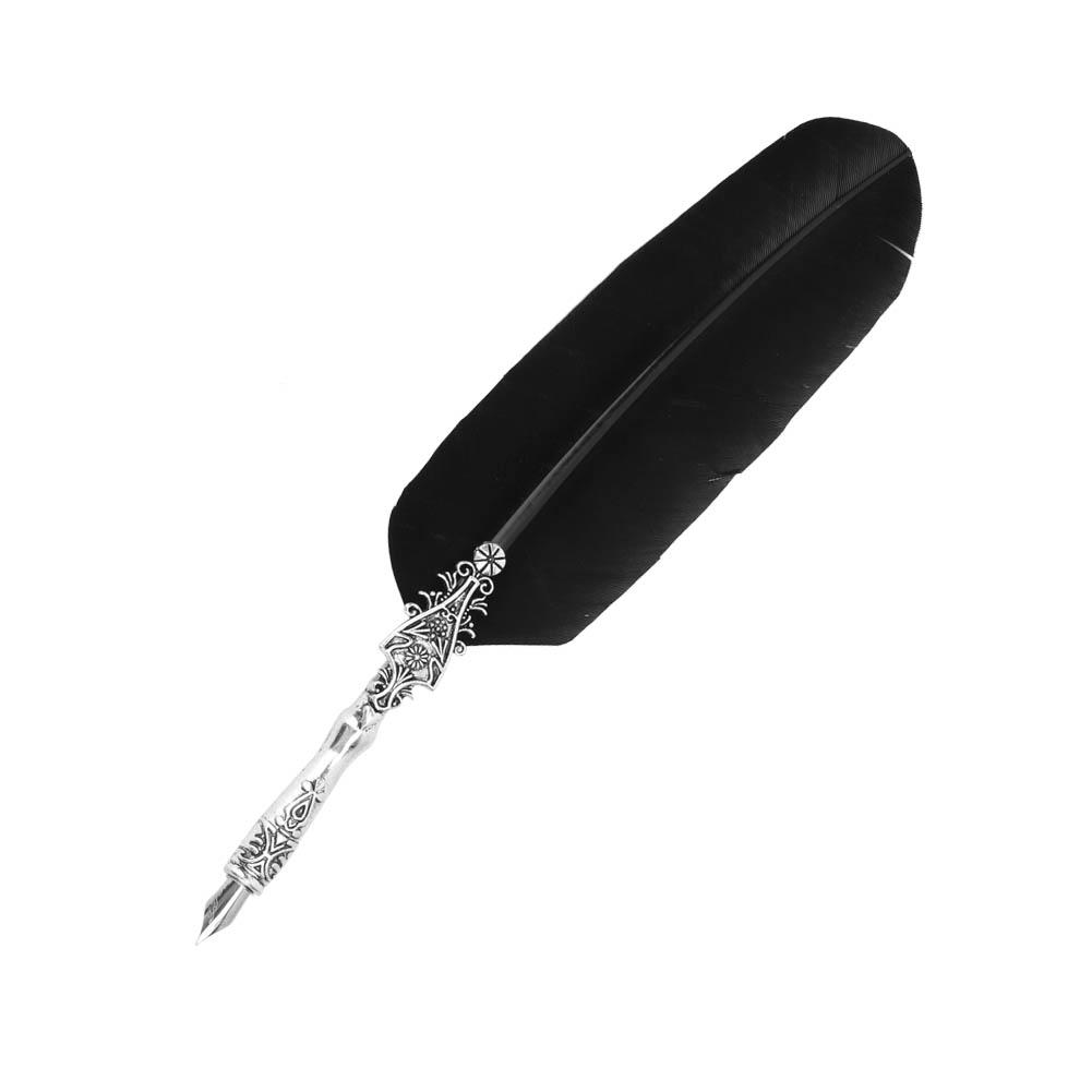 Vintage Classical Fountain Pen Sign Pen Calligraphy Feather Quill Dip Pen Writing Ink (Black)