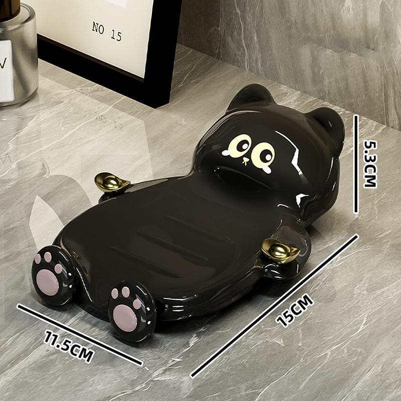 

1 шт. Мила мильниця у вигляді кота, Креативний домашній піддон для зливу та зберігання мила для ванної кімнати, Мильниця Щасливий кіт , Аксесуар для ванної кімнати.