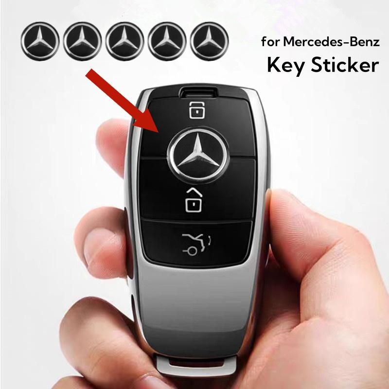 D5Emblems Mini Thin Self Adhesive Aluminum Key Emblem Sticker 11mm 14mm Easy Paste Remote Key Logo Decal For Mercedes Benz C200L