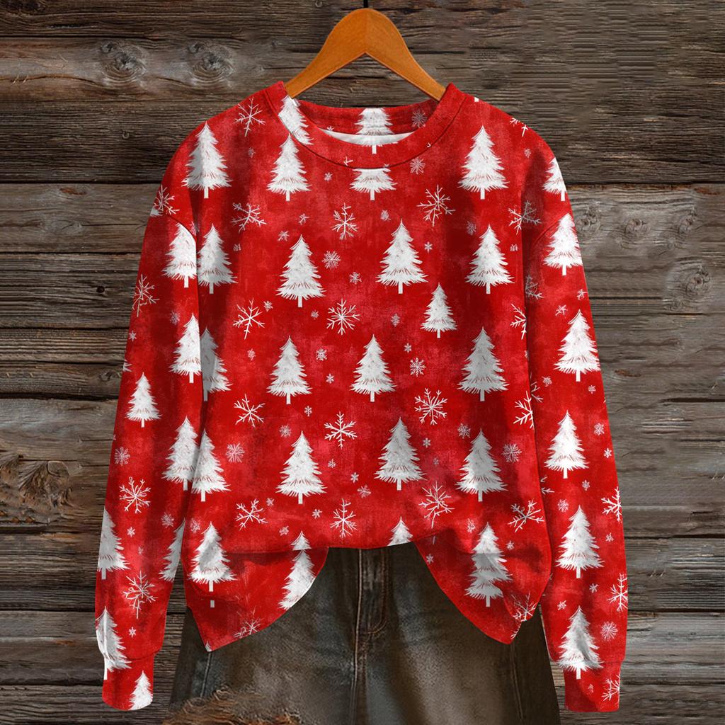 Damemote Langermet Christmas Snowman Snowflake Print Jakke Cardigan