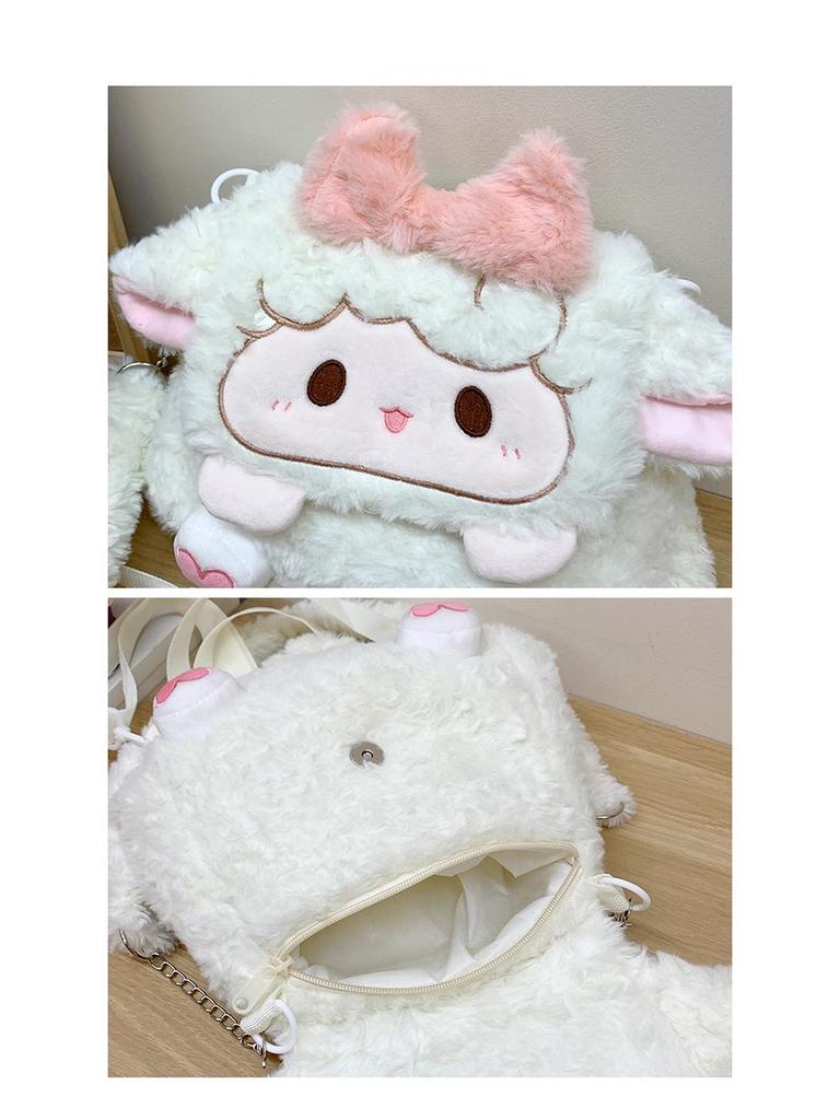 2025 Soft Girl Plush Sheep Backpack - Cute Cartoon Doll, Versatile for College JK