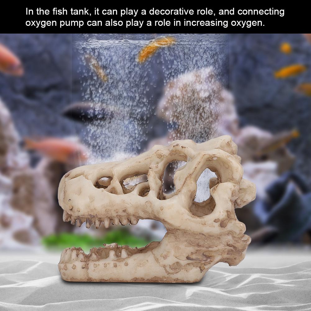 Decor Fish Artificial Tank Aquarium Simulation Dinosaur Skull Shape For Water Plants Decoration
